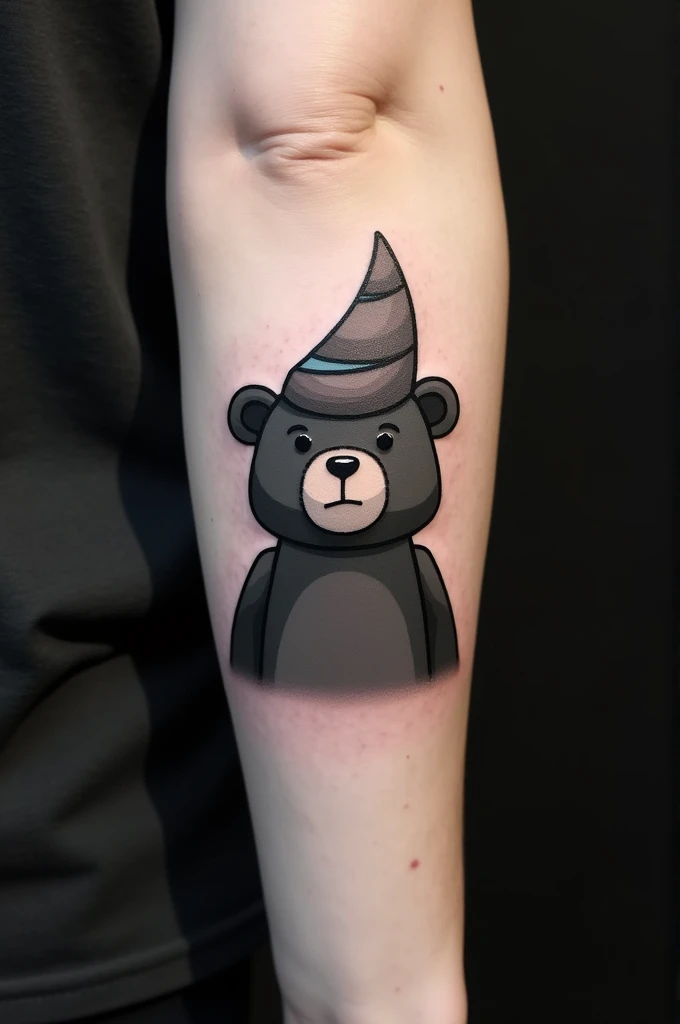 Minimalist Lego Bear Tattoo with ht Hat