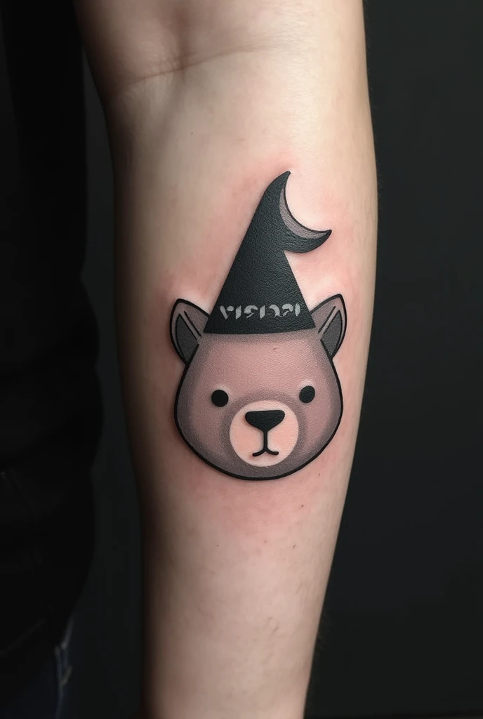 Minimalist Lego Bear Tattoo with Night Hat