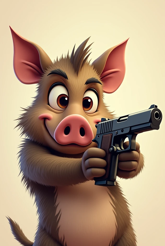 Sanglier toon,3/4 face,avec pistolet