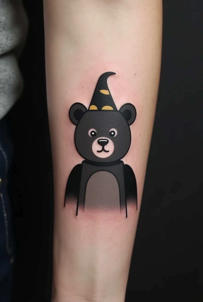 Minimalist Lego Bear Tattoo with Night Hat