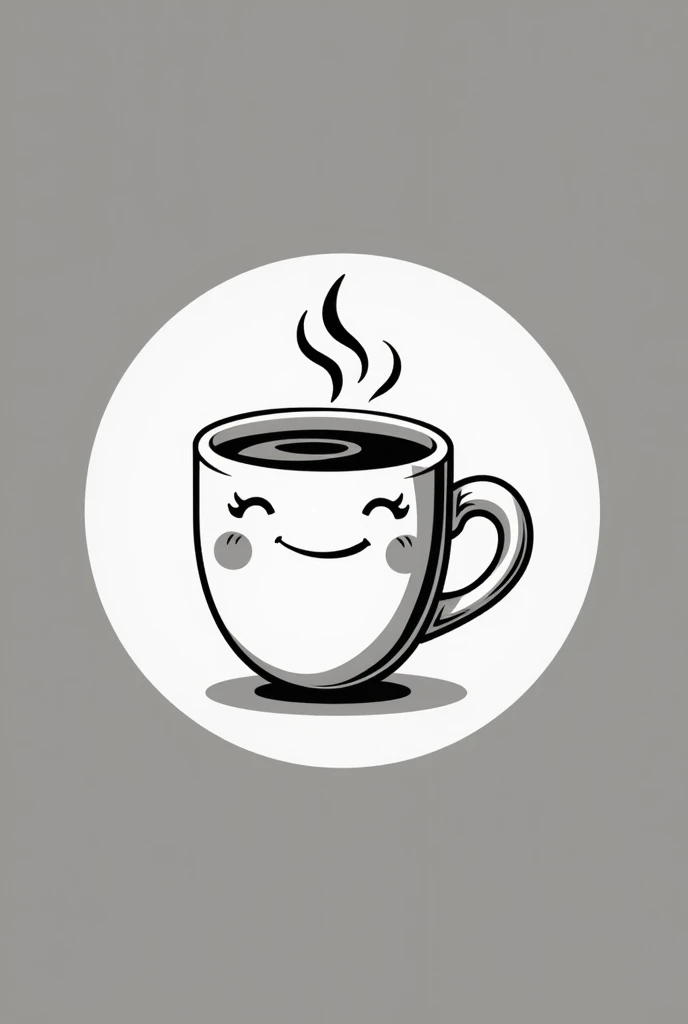 Logo for a coffee shop that looks like a cartoon but in minimalist black and white