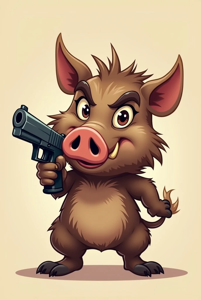 Sanglier toon,3/4 face,avec pistolet
