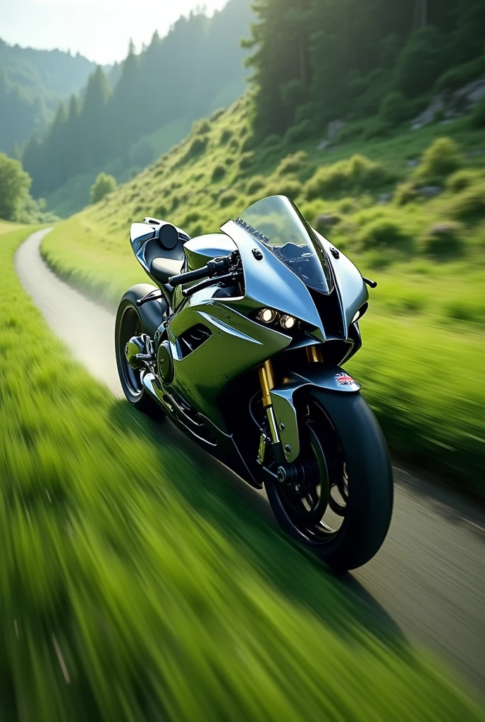 Super bike,grass on tire