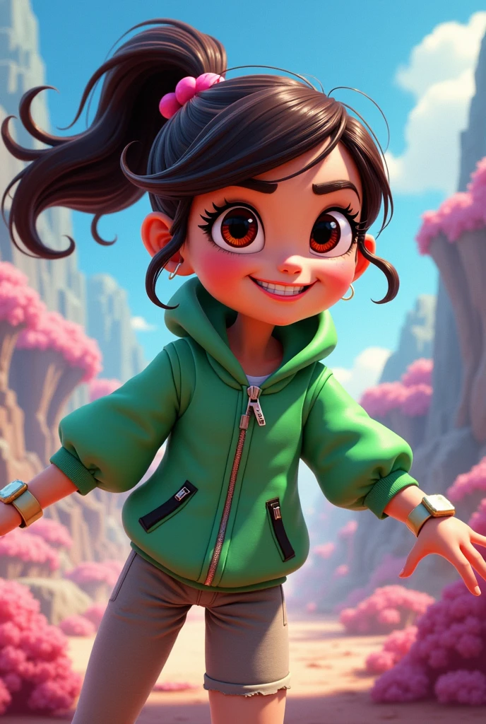 From Wreck It Ralph Vanellope Infinity Girl Cheeky My Bad Jacket Green Zip