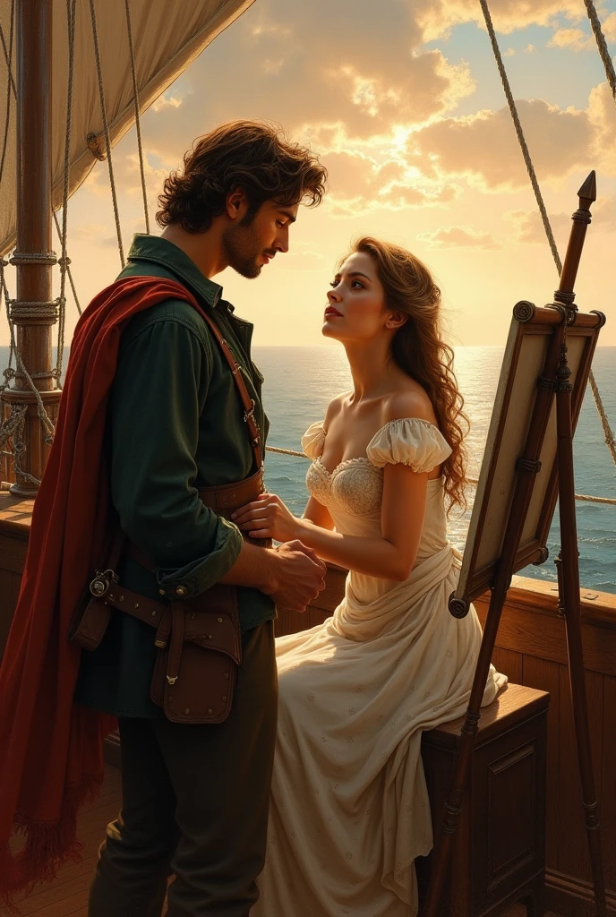jack dan rose naik di atas kapal lalu rose duduk sambil melukis wajah tampan nya jack kekasih nya