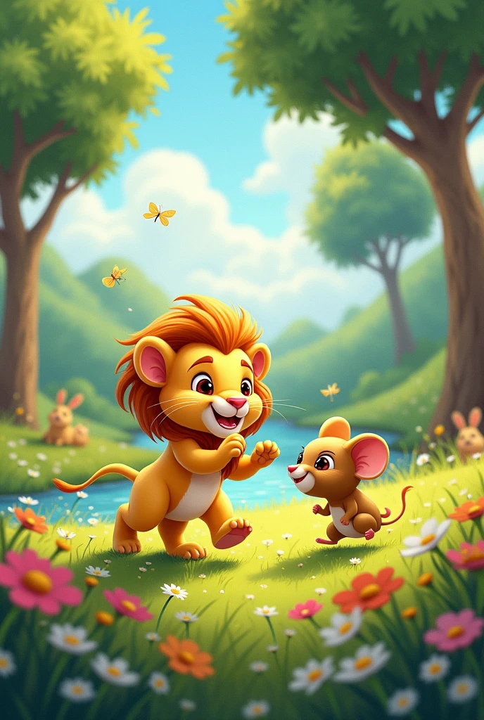 Lion and mouse childish