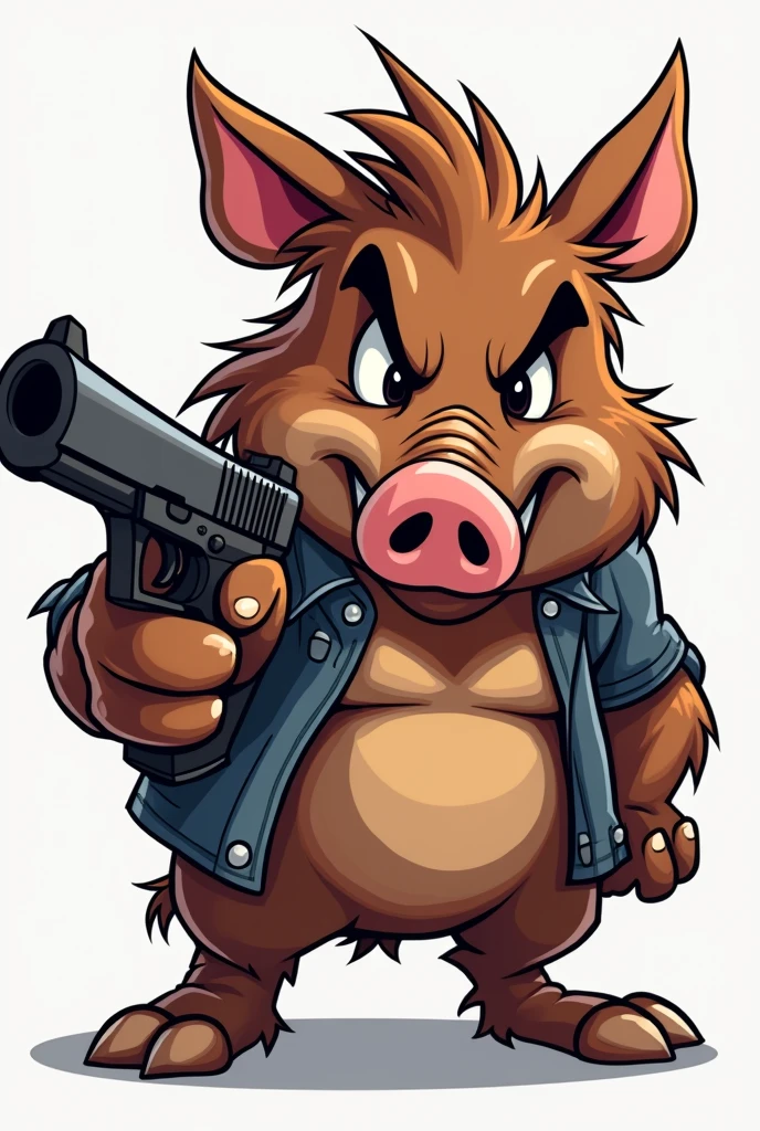 logo sanglier toon,3/4 face,vise
avec pistolet