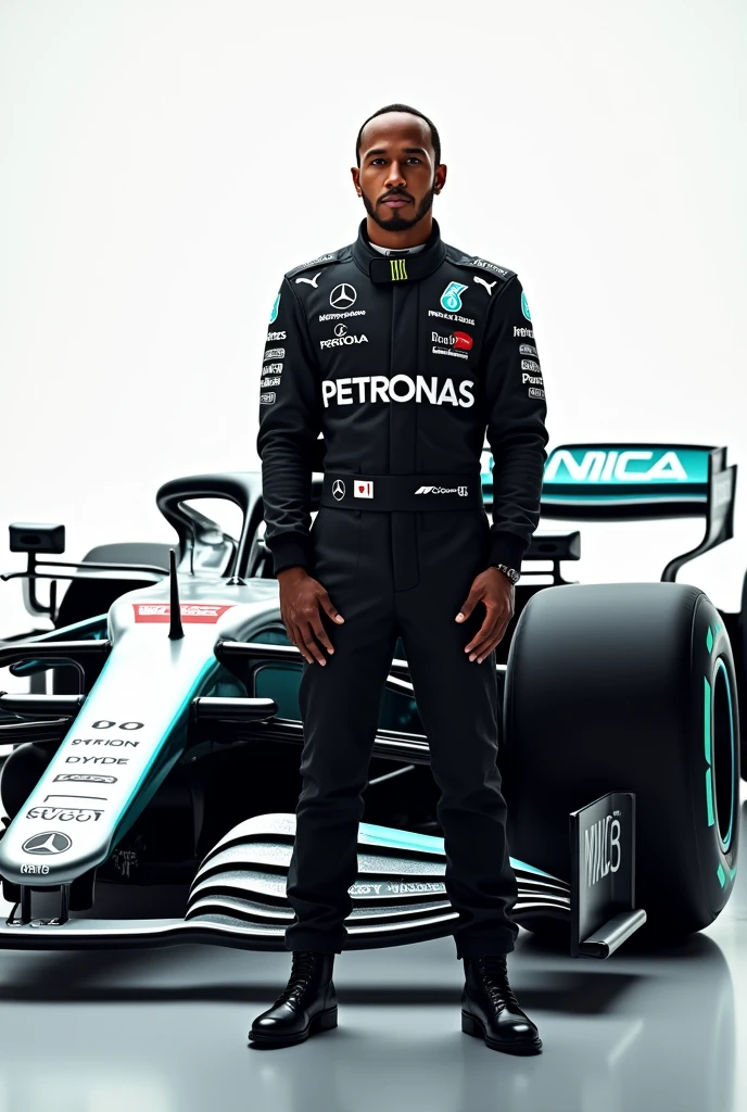 Lewis Hamilton in front pf the mercedes w11 formula1