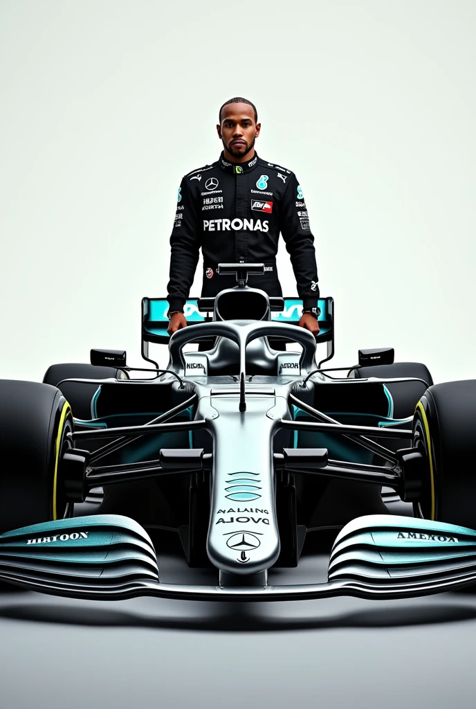Lewis Hamilton in front pf the mercedes w11 formula1