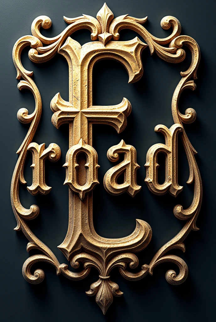 The letter is a fusion of gothic typography with baroque ornamental elements.. The main letter is robust, with thick and angular strokes, Standing out for its verticality and shadows that give it a three-dimensional appearance. The curvilinear ornaments that surround it add fluidity and contrast., with sharp pointed ends that give it elegance and dynamism.
With the name (road) 