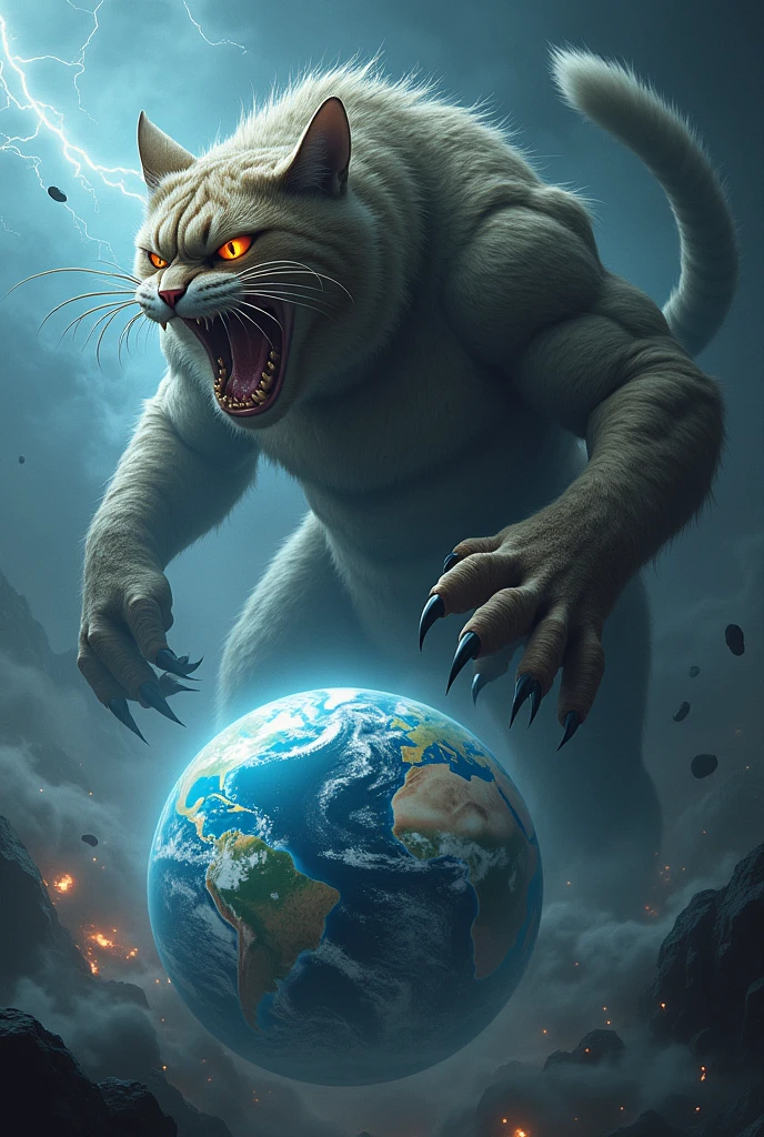 very big and angry cat atack on earth