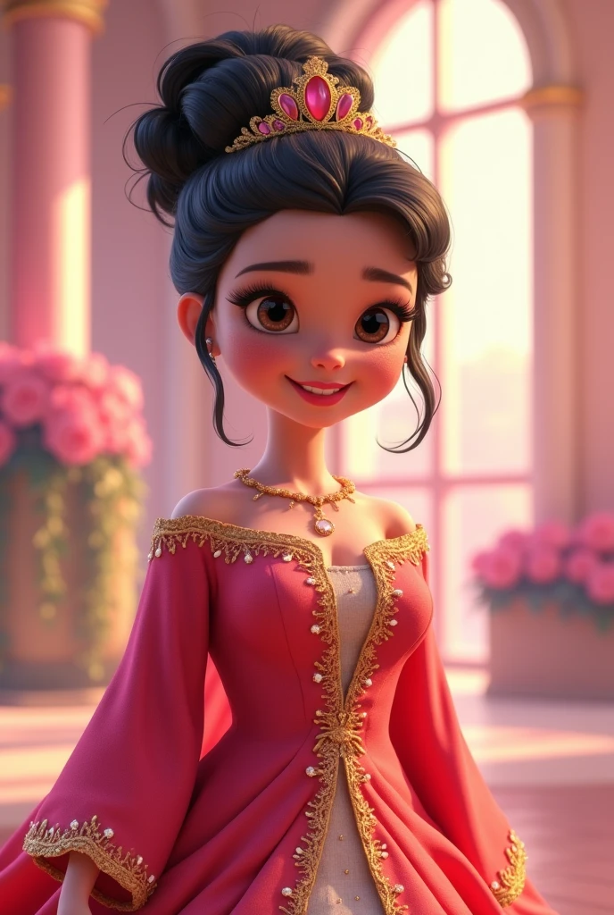Cartoon girl in graduation gown, animated like Disney princess dolls from the Ralph 2 movie