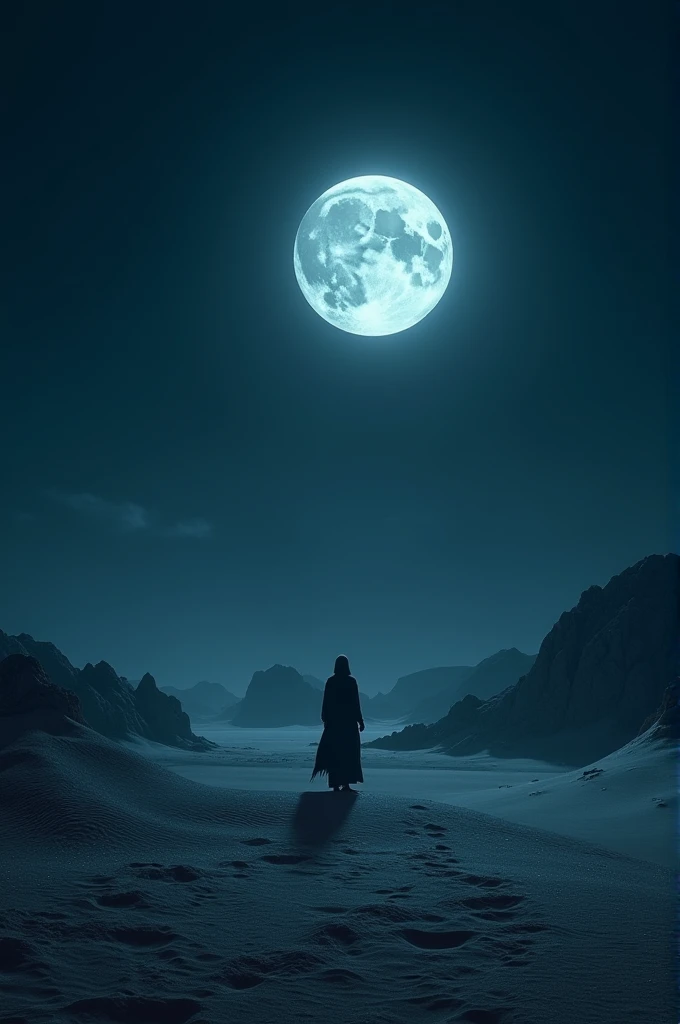 Desert at night time full moon quite and alone ambience 