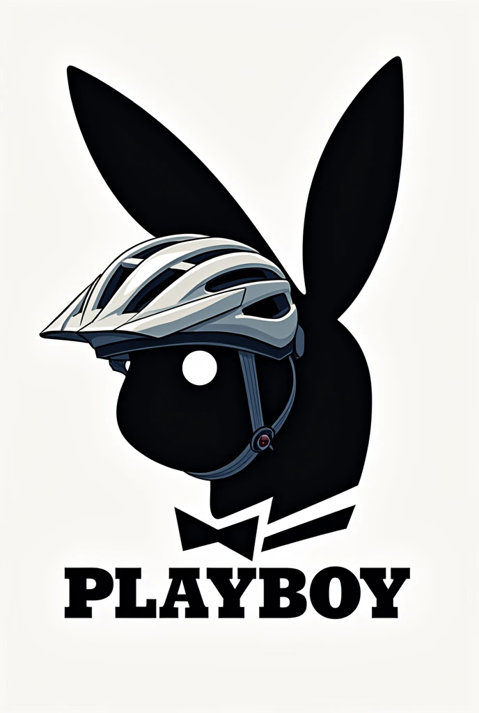playboy logo with a helmet and make it a group logo like in the manhwa windbreaker make it near the original logo make it wear a bicycle helmet make it cool