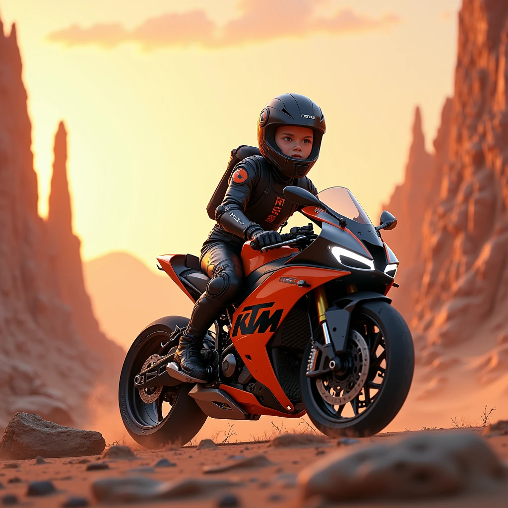 20 boy, ride ktm
super bike on March planet