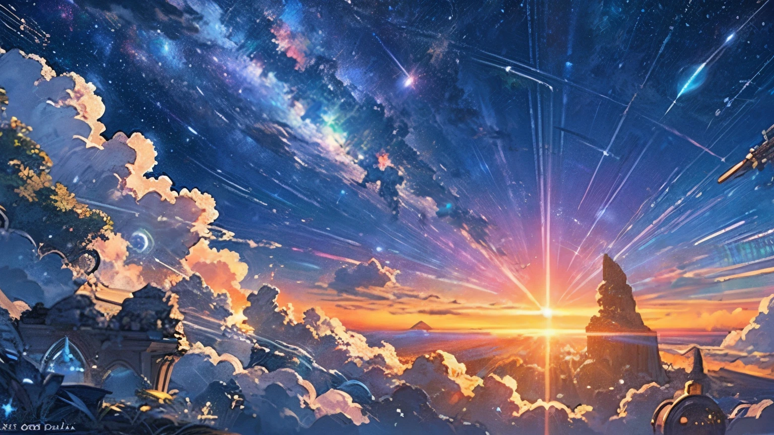morning bright paradise, heavens, celestial divine background for showcasing game character, space for text