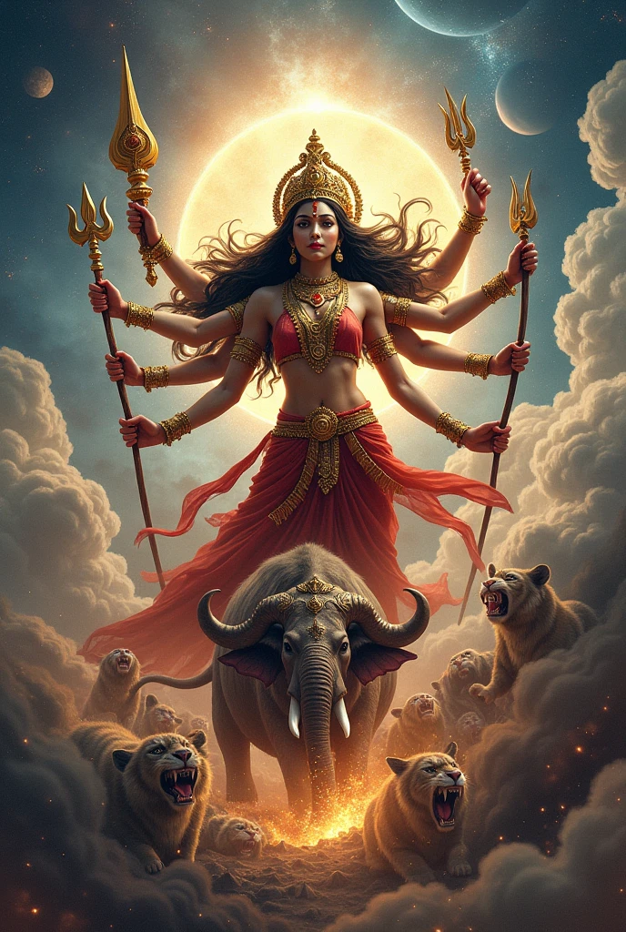 Durga killing Mahisasur