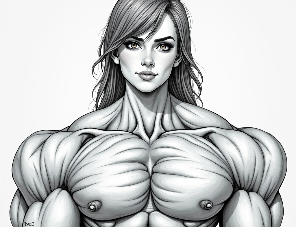 gorgeous young bodybuilder girl with the face of a young Emma Watson, in peak conditioning, flexing her huge ripped muscles, she weighs 260 lbs and has a body fat percentage of 1%, extremely shredded, insanely muscular, powerful ripped pecs, pectorals, ripped muscular pectorals, female, gorgeous face, insanely muscular and sculpted physique. naked super muscular, gorgeous, tanned, jacked, huge, insanely ripped lean girl with hard nipple and long midriff and tiny waist and 10-pack abs, flat stomach, shredded abs, sculpted shoulders, best quality, solo, seductive smile, best quality, extremely detailed