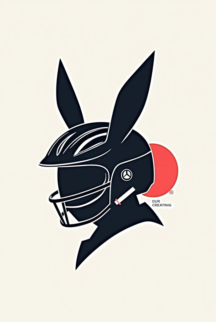 playboy logo with a helmet and make it a group logo like in the manhwa windbreaker make it near the original logo make it wear a bicycle helmet make it cool put the ears inside the helmet make it a playboy logo