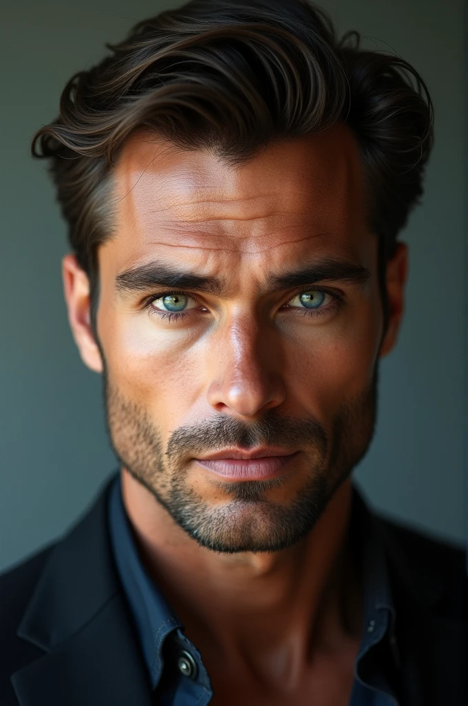a handsome man with blue eyes