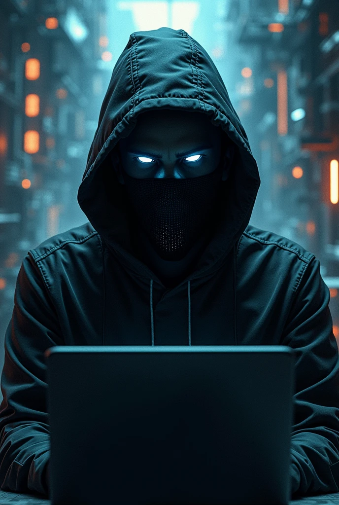 ((Best Quality)), ((masterpiece)), (detailed), 1 hacker with hidden face,