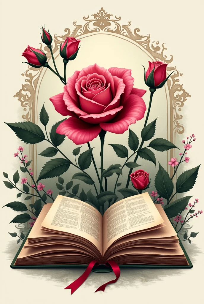 Bookshop logo for Facebook profile  name is Royal Rosè 🌹 including some books and a little of wild rosè 