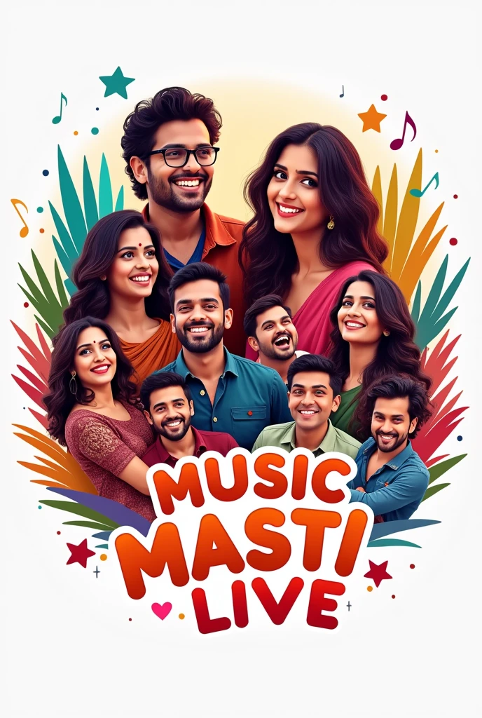 Music Masti Live logo with cute real couples half photo