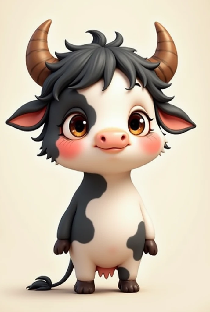Cute cow human with black and white hair that’s a boy and an adult