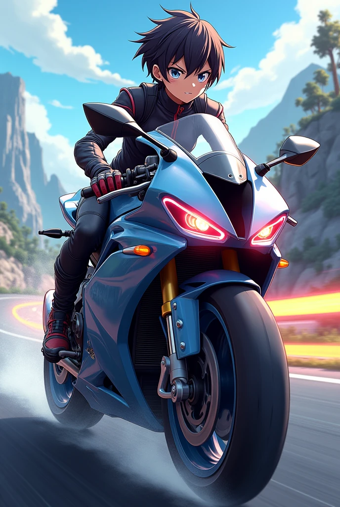 Anime character riding a motorcycle mobile wallpaper