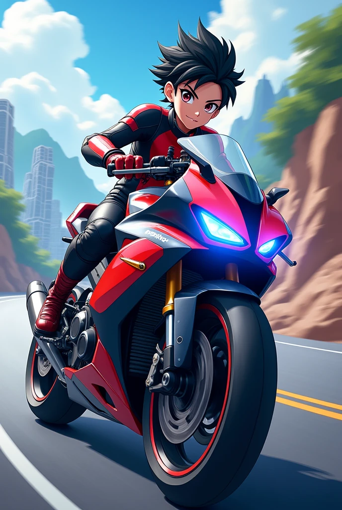 Anime character riding a motorcycle mobile wallpaper
