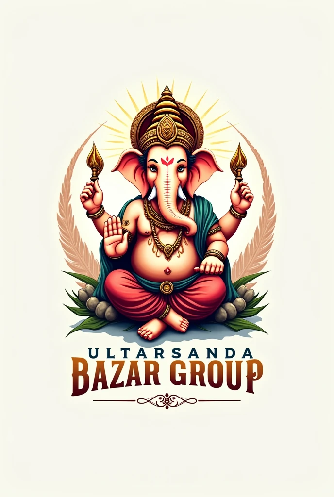 make a Logo of  lord ganesh with write in uttarsanda bazar group 