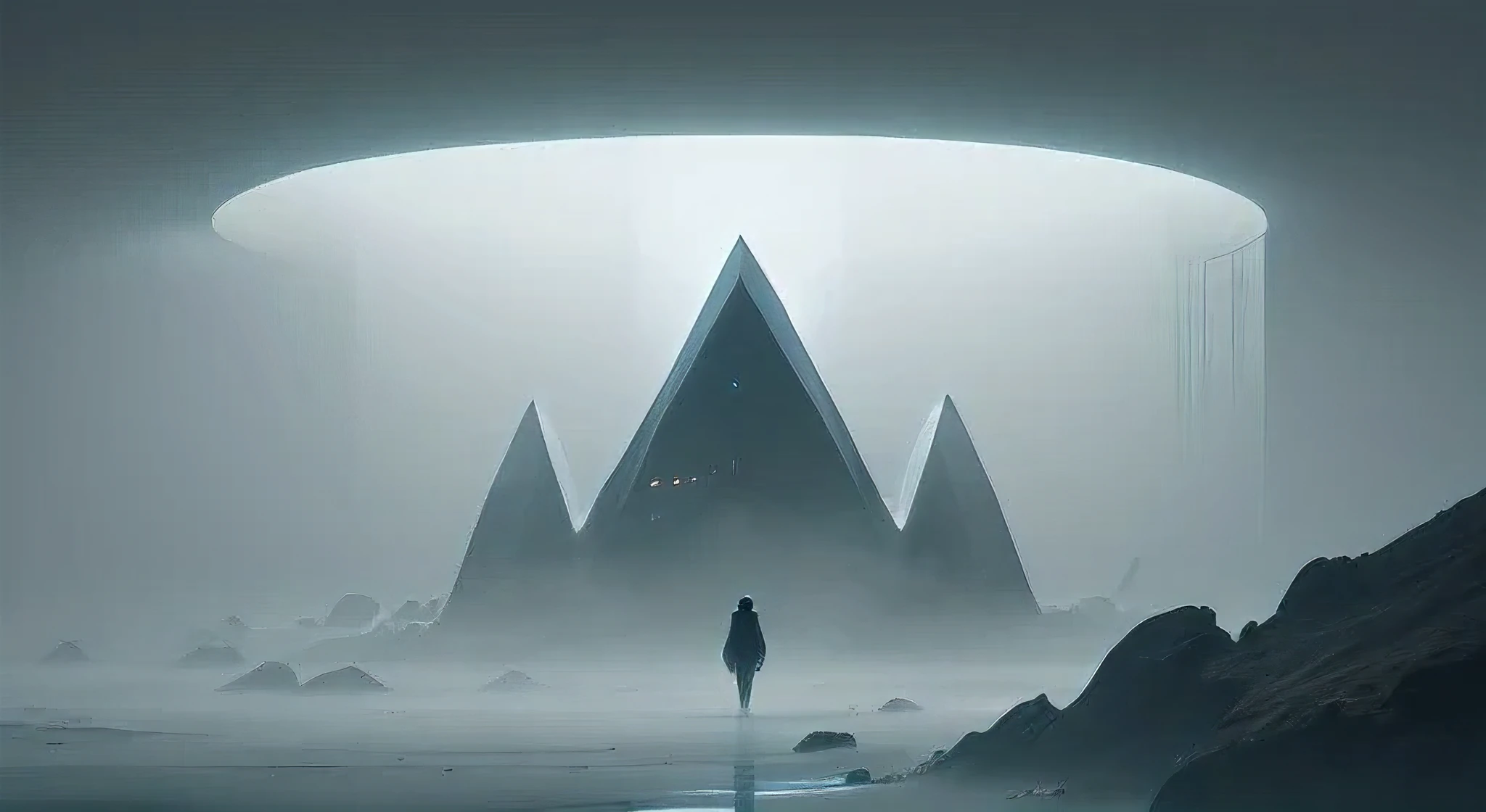 loneliness and hard fog, futuristic elements