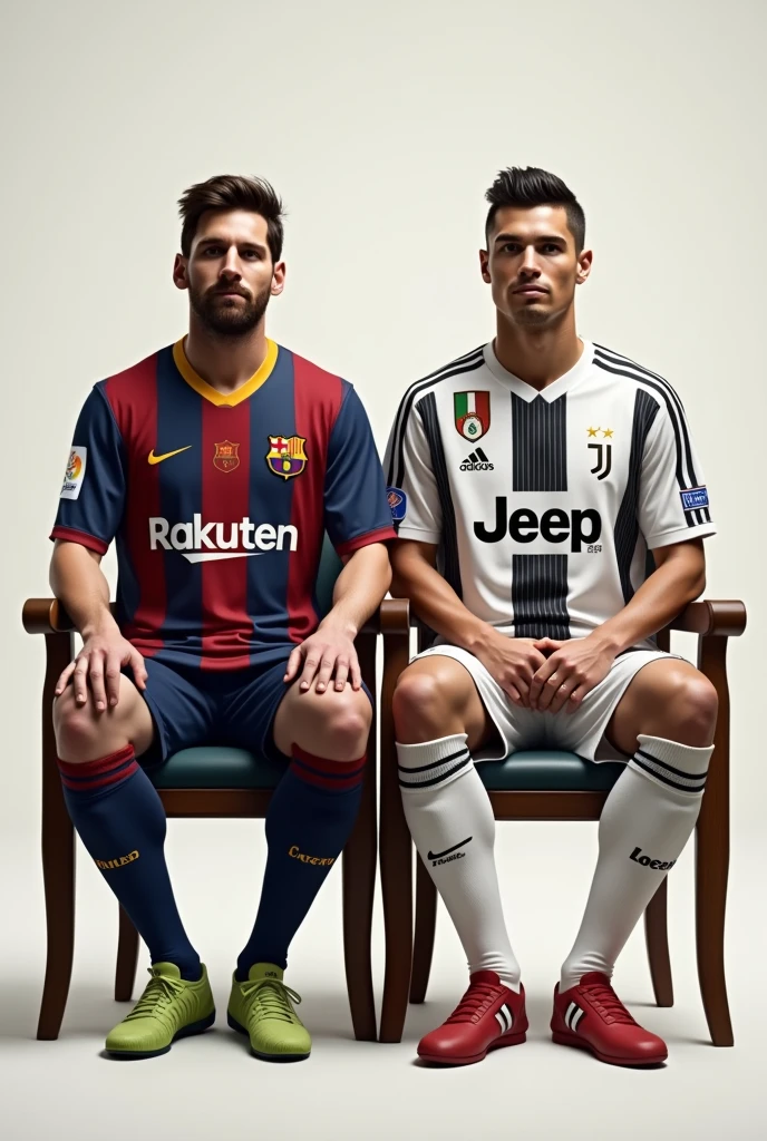 Messi And Ronaldo sit on a Chair