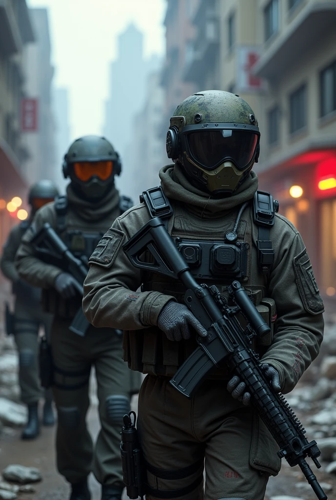 Make an image of a team from a modern tactical game