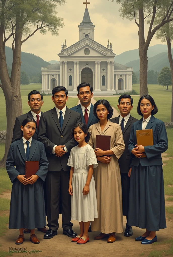 This drawing is a tribute to the Hopevale Martyrs consist of 4 pastor mens,5 women's and a  a child  were mascaraed during the world war 2 in the Philippines , capturing the essence of their bravery and sacrifice through a drawing. The portrait and symbolic representation illustrates  that symbolize bible and Christianity.

In this painting, the use of describe artistic techniques reflects the solemnity and reverence due to their legacy. The central figure cathedral in the glen is depicted with a sense of dignity/a focus on their expression/other specific detail], embodying the spirit of their [actions/legacy].
Emphasize the 4 men pastors , 5 women and a .
This drawing is presented as a reflection on [their courage/their impact/the historical context] and stands as a testament to the enduring legacy they have left behind.