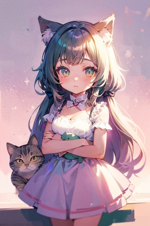 anime girl with teal hair and brown ayes hugging a cat, cute anime catgirl, anime catgirl, beautiful anime catgirl, very beautiful anime cat girl, anime girl with cat ears, anime cat, very beautiful cute catgirl, catgirl, cute anime, by Shitao, pixiv, soft anime illustration, cat girl,