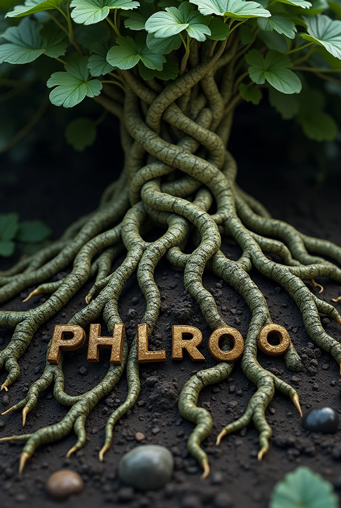 the roots  that form the pattern of letters that make up the word ‘philosophy’