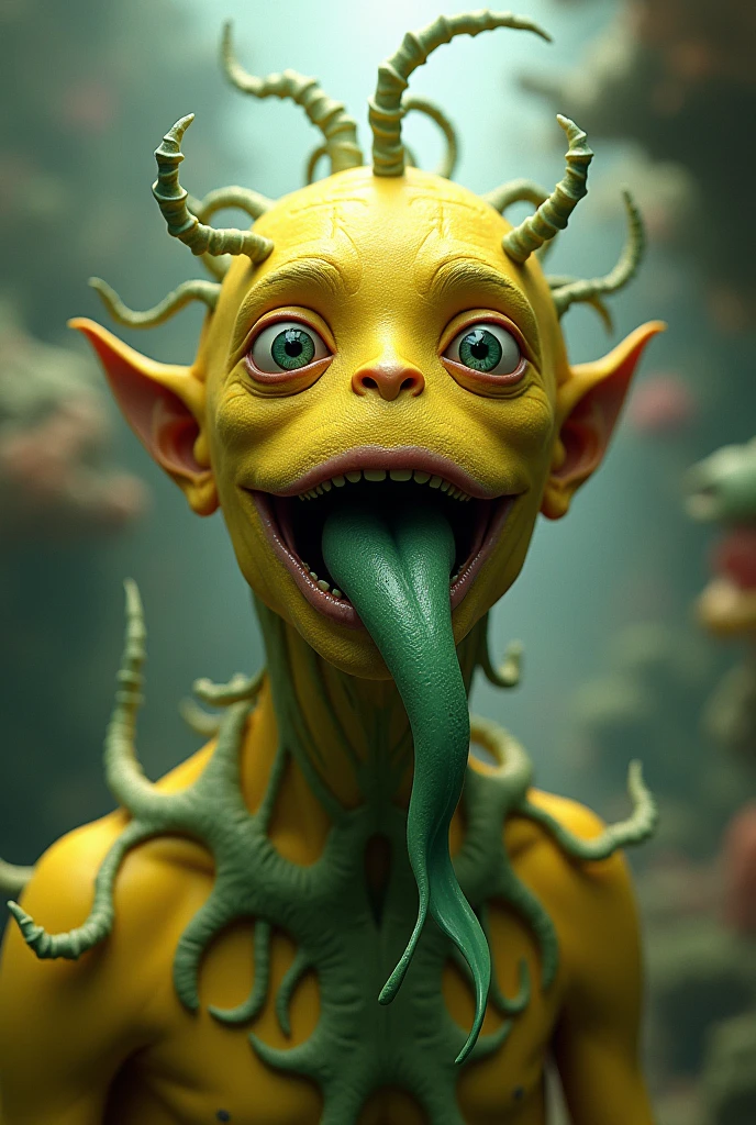 Yellow-faced, green-tongued man