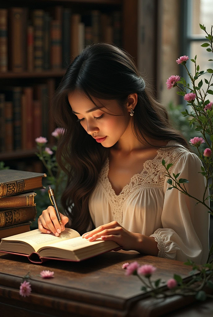 Bookshop logo for Facebook cover photo name of bookshop is Royal Rosè and in the photo import books,a little of wild rosè and a woman reading books