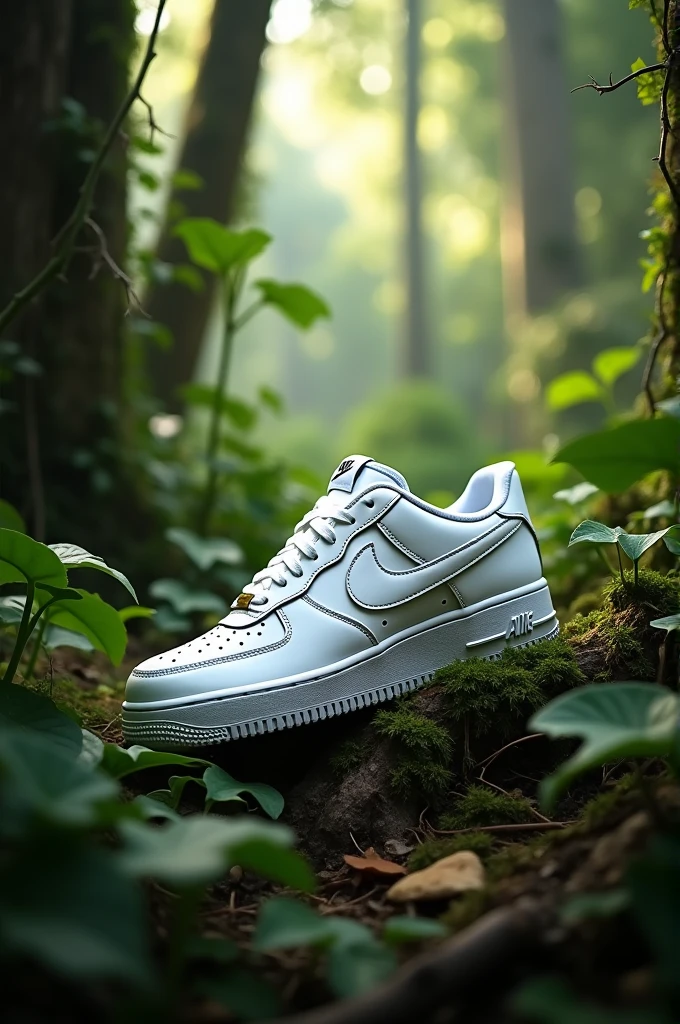 One white nike shoes side image in jungal