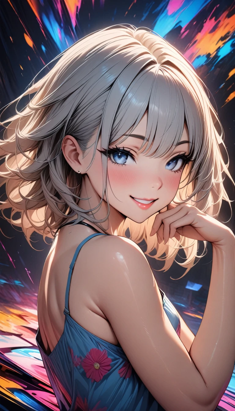 (masterpiece, Highest quality:1.2), (High resolution, Abstract:1.1), Super detailed, One girl, Cute pose, camisole, Off the shoulder, Lips parted, smile, blush