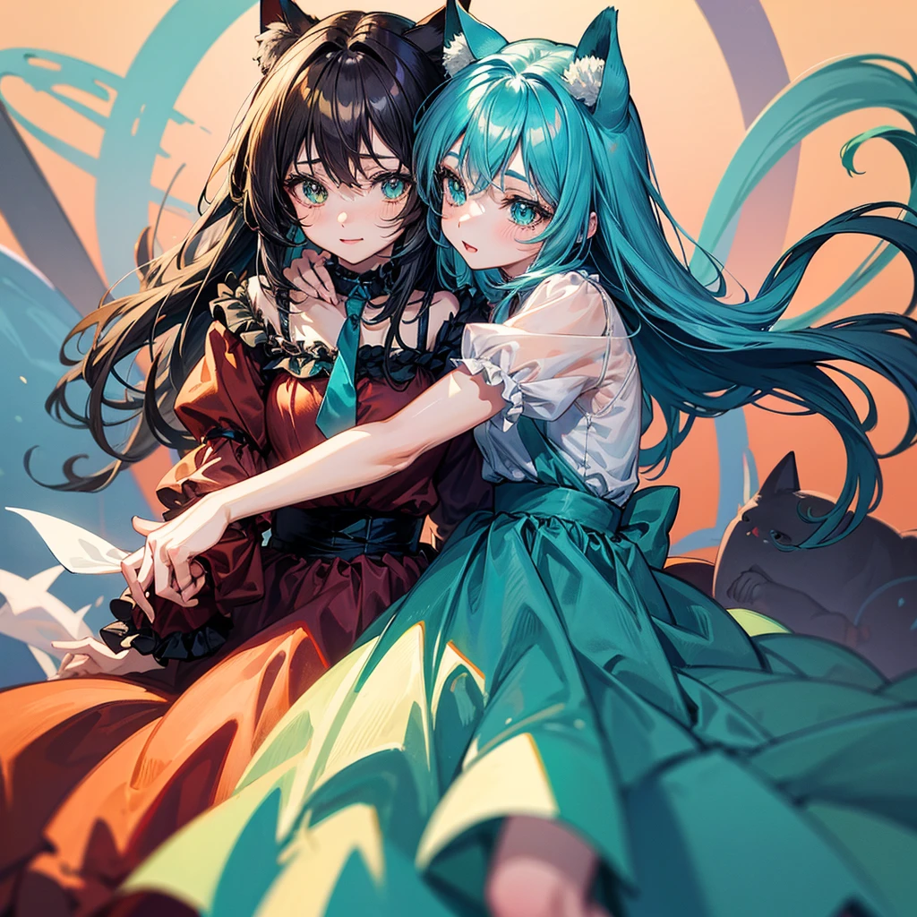 anime girl with teal hair and brown ayes hugging a cat, cute anime catgirl, anime catgirl, beautiful anime catgirl, very beautiful anime cat girl, anime girl with cat ears, anime cat, very beautiful cute catgirl, catgirl, cute anime, by Shitao, pixiv, soft anime illustration, cat girl, mikudayo