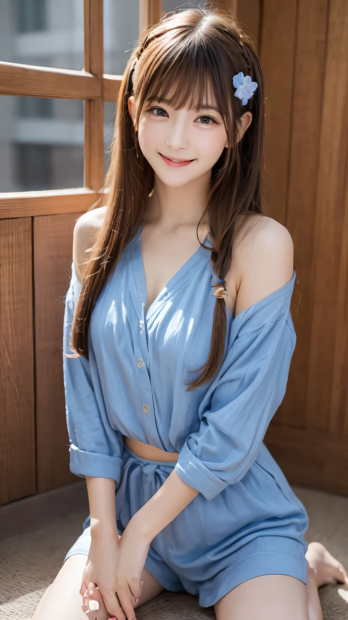 Best image quality (8k, High resolution, masterpiece: 1.2), Very detailed, Random Hairstyles, 2 woman,
Extraordinary beautiful girl、Cute and beautiful face details、(Dealing with the Children_v1:0.008)、
score_9, score_8_upper, score_7_upper,
Hydrangea inspired hair accessories :1.5,Spread your legs and jump,Angle from the ground
,Active stop temporarily ,
On her side、The thunder danced。
Focus on the upper waist
, Random cute poses ,Big eyes ,Puffy eyes , Heart pupil, blush , Big shy smile ,