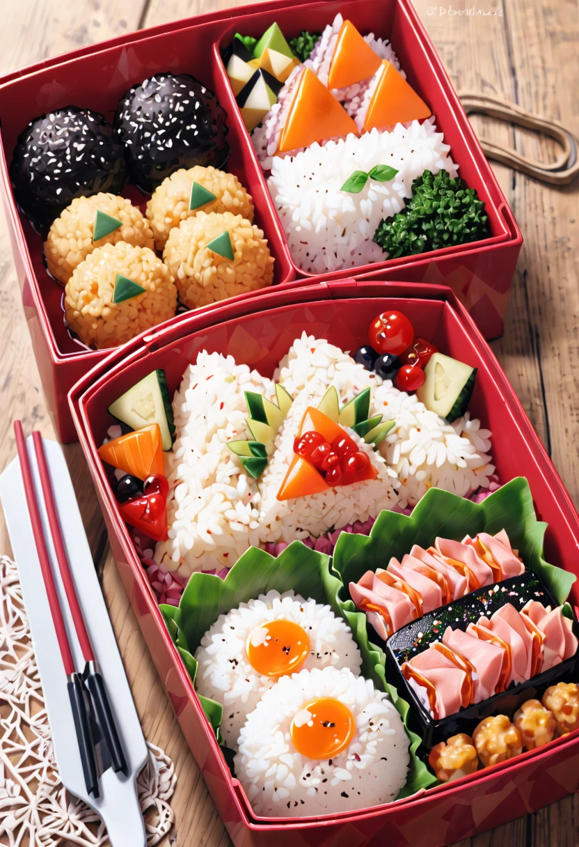 Triangular rice balls、Bento