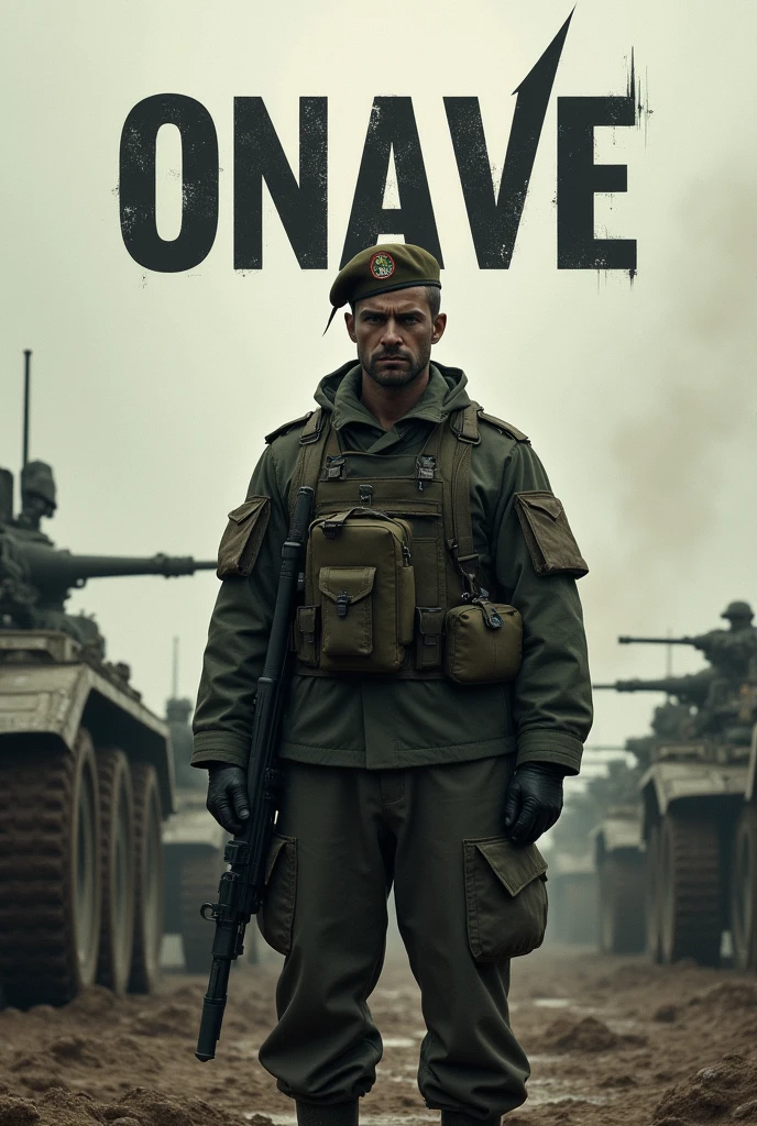 Une image avec l'inscription ''Onave" et un univers militaire