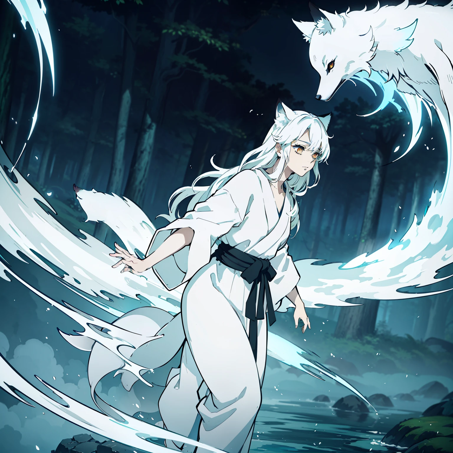 a beautiful and ethereal fox spirit dressed in a flowing white Chinese robe. The image captures the fox spirit standing gracefully on the water's surface, surrounded by white clouds and mist that lend an otherworldly quality to the scene. The fox spirit's long white hair and robes are swept up by the wind, adding movement and fluidity to the image. Use Midjourney's advanced brush tools to create intricate folds and textures in the fox spirit's robes and hair, and experiment with different color palettes and brush strokes to bring out the ethereal quality of the scene. The fox spirit's beauty is further enhanced by the way her image is sometimes obscured by the surrounding mist, giving the scene a sense of mystery and enchantment. With Midjourney's powerful tools, you can bring this captivating and ethereal scene to life with incredible detail and beauty.
hdr, (photorealism, masterpiece quality, best quality), , pureerosface_v1,ulzzang-6500-v1.1,