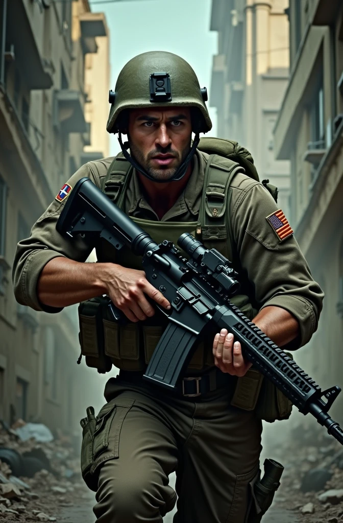 The army man run and fire