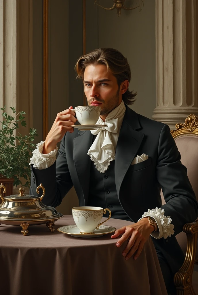 Coffee themed neoclassical painting