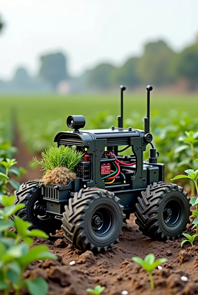 Ek weed peaker ka design jo metal se bana hai which includes wheels, blades for cutting weed, aur woh weed collect kar eaha ho, than battery, servo motor, and Arduino aur jo under 10k ban jaye aur Cotton plant ke liye weed peaker chahiye usme sensor bhi ho