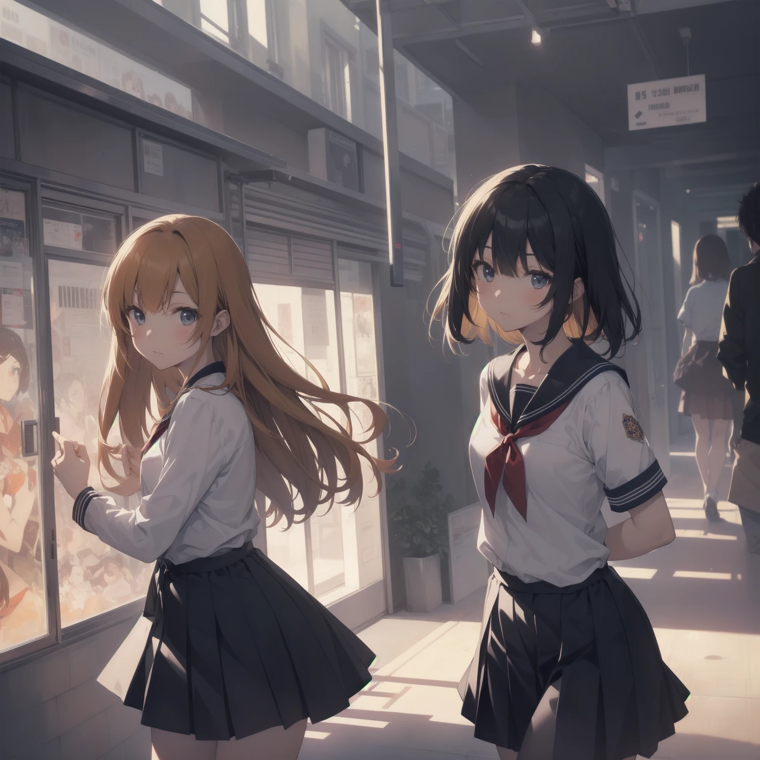 ultra-absurdres-Top quality by artist God, ultra-detailed, high resolution, anime moe artstyle, best anime 8k konachan wallpaper, pixiv contest winner, pool:2810, perfect anatomy,break, 1girl, (Please draw a girl walking sleepily to school alone. )break,(Solo,little female,15yo:1.3),Full limbs, ,a junior high school student, (very short hair), short cut, flat chest, , small butt, small black eyes, beautiful detailed eyes, well-proportioned iris and pupils, expressive eyes, highres detailed hair, soft expression, salor school_uniform, sailor collar, serahuku, bow, pleated skirt,(Detailed Lighting), (Detailed background), in the School commute route. break,super detailed skin, Best cinematic lighting powered by famous artist, 8k,beauty illustration,photoshop_(medium),very aesthetic,break,((artist:takeuchi_takashi )), artist:clamp ,artist:carnelian ,artist:kantoku ,
